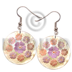 35mm round mop floral Hand Painted Earrings