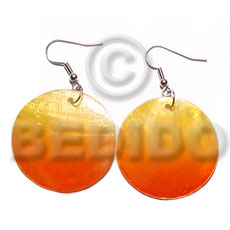 hand made Dangling round 30mm hammershell in Hand Painted Earrings