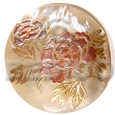 round 40mm hammershell  handpainted design - floral/embossed hand painted using japanese materials in the form of maki-e art a traditional japanese form of hand painting - Hand Painted Pendants