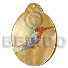 Oval mop 45mm handpainted Hand Painted Pendants