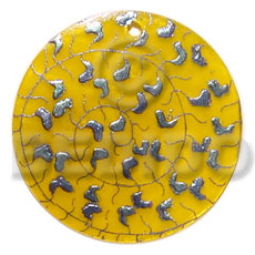 Round 35mm yellow hammershell Hand Painted Pendants