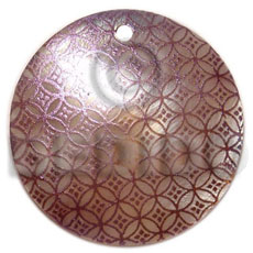 round 40mm hammershell  handpainted design - lilac mesh /embossed hand painted using japanese materials in the form of maki-e art a traditional japanese form of hand painting - Hand Painted Pendants