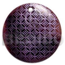 round 40mm blacktab  handpainted design - lilac mesh /embossed hand painted using japanese materials in the form of maki-e art a traditional japanese form of hand painting - Hand Painted Pendants