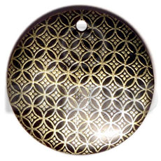 round 40mm blacktab  handpainted design - gold mesh /embossed hand painted using japanese materials in the form of maki-e art a traditional japanese form of hand painting - Hand Painted Pendants