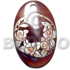 Oval 50mmx40mm blacktab shell Hand Painted Pendants