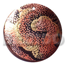 round 50mm blacktab shell  handpainted design -  metallic/embossed hand painted using japanese materials in the form of maki-e art a traditional japanese form of hand painting - Hand Painted Pendants