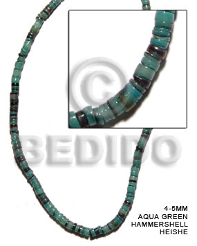 4-5mm hammershell heishe aqua green Heishe Shell Beads