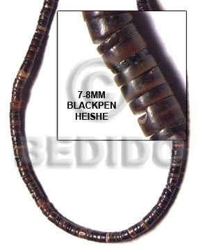 7-8mm black pen Heishe Shell Beads