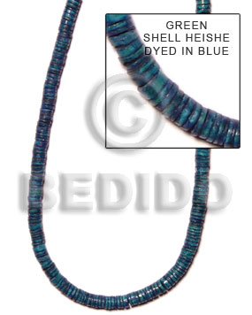 green shell heishe dyed in blue - Heishe Shell Beads