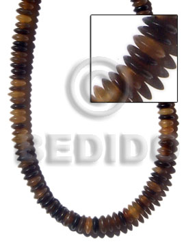 6mm pokalet horn tiger saucer beads - Horn Beads