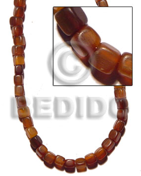 5x5mm amber diced golden horn - Horn Beads