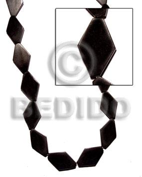 black horn diamond 25mmx15mm - Horn Beads