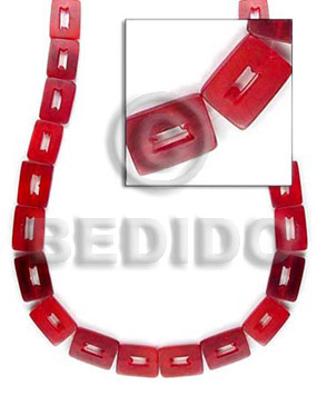 red 25mmx18mm rectangular horn  12mmx6mm center rectangular hole - Horn Flat Rectangular Disc Beads