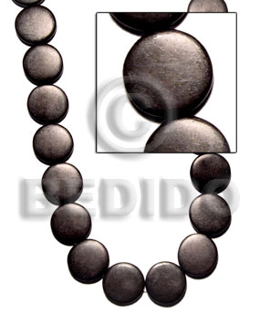 flat round black horn 20mm - Horn Flat Rectangular Disc Beads