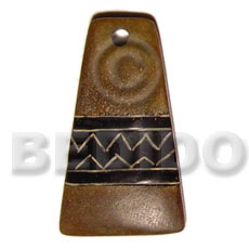 aztec carving natural horn 45mm - Horn Pendants