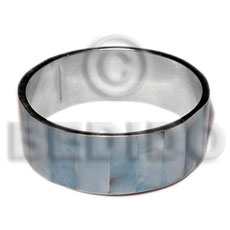 laminated blue hammershell in 1 inch  stainless metal / 65mm in diameter - Inlaid Metal Bangles
