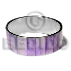 laminated lavender hammershell in 1 inch  stainless metal / 65mm in diameter - Inlaid Metal Bangles
