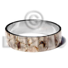 laminated shell  in 3/4 inch  stainless metal / 65mm in diameter - Inlaid Metal Bangles