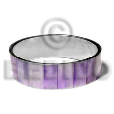 laminated lavender hammershell in 3/4 inch  stainless metal / 65mm in diameter - Inlaid Metal Bangles