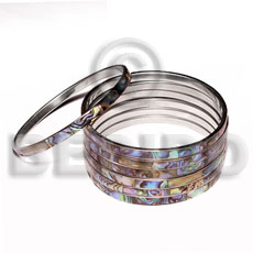 laminated inlaid paua abalonel in 5mm stainless metal / 65mm in diameter - Inlaid Metal Bangles