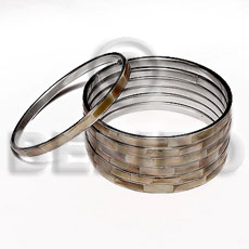 hand made Laminated brownlip in 5mm stainless Inlaid Metal Bangles