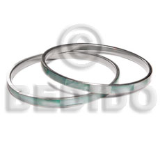 laminated hammershell green in 5mm stainless metal / 65mm in diameter / price per piece - Inlaid Metal Bangles