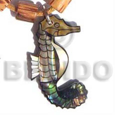 inlaid assorted shells / seahorse pendant - Inlaid Pendants
