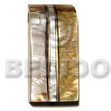 52mmx25mm cracking laminated brownlip/MOP shell  inlaid metal and resin backing pendant - Inlaid Pendants