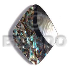 50mmx40mm laminated diamond paua/blacklip shell  combination  5mm black resin backing - Inlaid Pendants