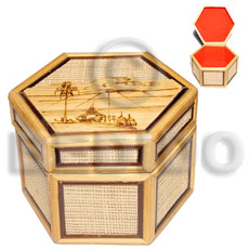 bamboo  raffia jewelry box / large l=118mm x w=105mm x h=82mm - Jewelry Box