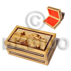 bamboo  raffia  jewelry box / small  l=98mm x w=60mm x h=42mm - Jewelry Box