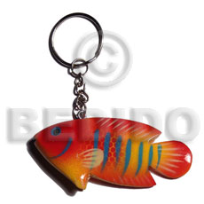 fish handpainted wood keychain 73mmx35mm / can be personalized  text - Keychain
