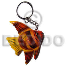 fish handpainted wood keychain 90mmx65mm / can be personalized  text - Keychain