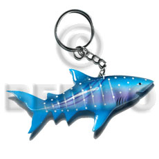 shark handpainted wood keychain 110mmx50mm / can be personalized  text - Keychain