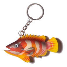fish handpainted wood keychain 80mmx40mm / can be personalized  text - Keychain