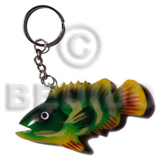 fish handpainted wood keychain 80mmx40mm / can be personalized  text - Keychain