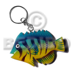 fish handpainted wood keychain 70mmx40mm / can be personalized  text - Keychain
