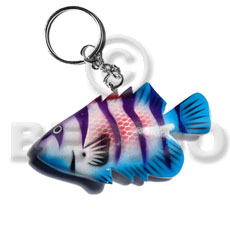 fish handpainted wood keychain 80mmx45mm / can be personalized  text - Keychain