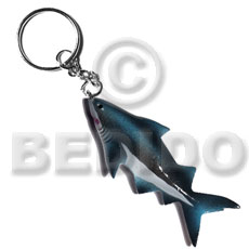 shark handpainted wood keychain 95mmx40mm / can be personalized  text - Keychain