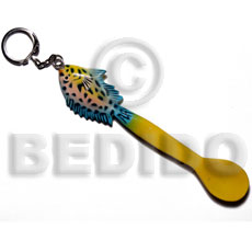 fish on spoon handpainted wood keychain 135mmx28mm / can be personalized  text - Keychain