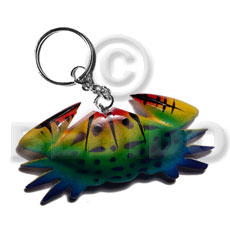 crab handpainted wood keychain 80mmx30mm / can be personalized  text - Keychain