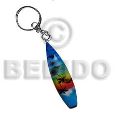 surfboard handpainted wood keychain 100mmx25mm / can be personalized  text - Keychain
