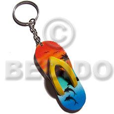 60mmx27mm  colorful beach slippers keychain / can be ordered  customized text - Keychain