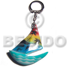 57mmx50mm  colorful sailboat keychain / can be ordered  customized text - Keychain
