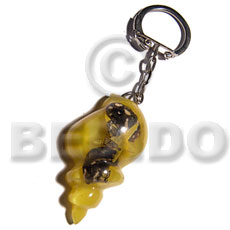 45mmx28mm  yellow seashell resin  laminated seashell and starfish keychain / can be ordered  customized text - Keychain