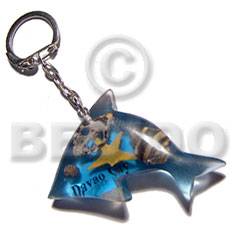 60mmx37mm  transparent clear blue resin  shark  laminated seashell and starfish keychain / can be ordered  customized text - Keychain