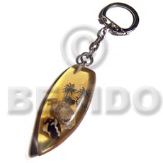 50mmx27mm  transparent clear amber resin  surfboard  laminated seashell and crab keychain / can be ordered  customized text - Keychain