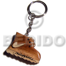 25mmx40mm  polished wooden rubber shoes keychain  strings / can be ordered  customized text - Keychain