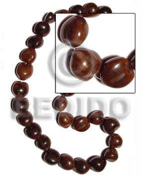 brown lumbang seeds ( kukui nuts ) /16pcs. in 16in. strand ) - Kukui Lumbang Nuts Beads