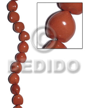 kukui seed / rust / 16 pcs. per strand - Kukui Lumbang Nuts Beads